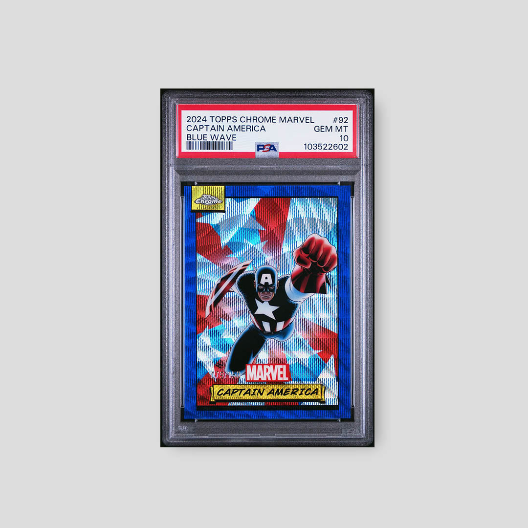 2024 Topps Chrome Marvel Captain America Blue Wave /150 PSA 10